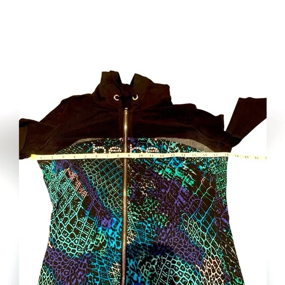 💚BEBE RHINESTONE EMBELLISHED MESH ZIP-UP HOODIE💚 - Picture 5 of 9